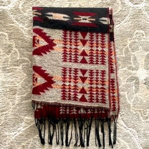 Urban Planet Wool Red and Grey Blanket Scarf